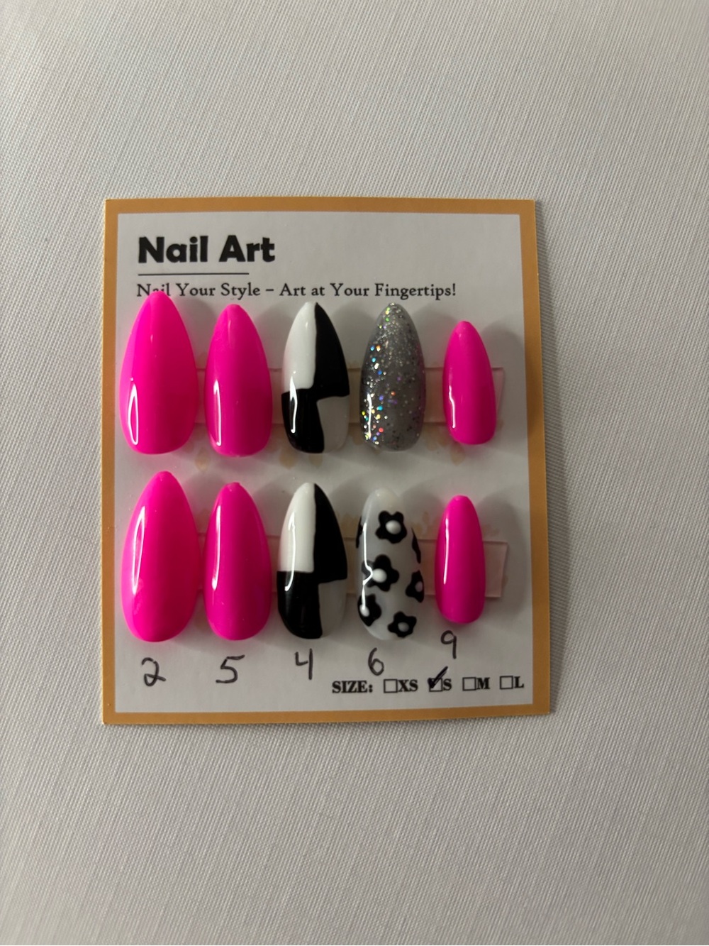 Vibrant Hot Pink Floral & Glitter Press-On Nail Set